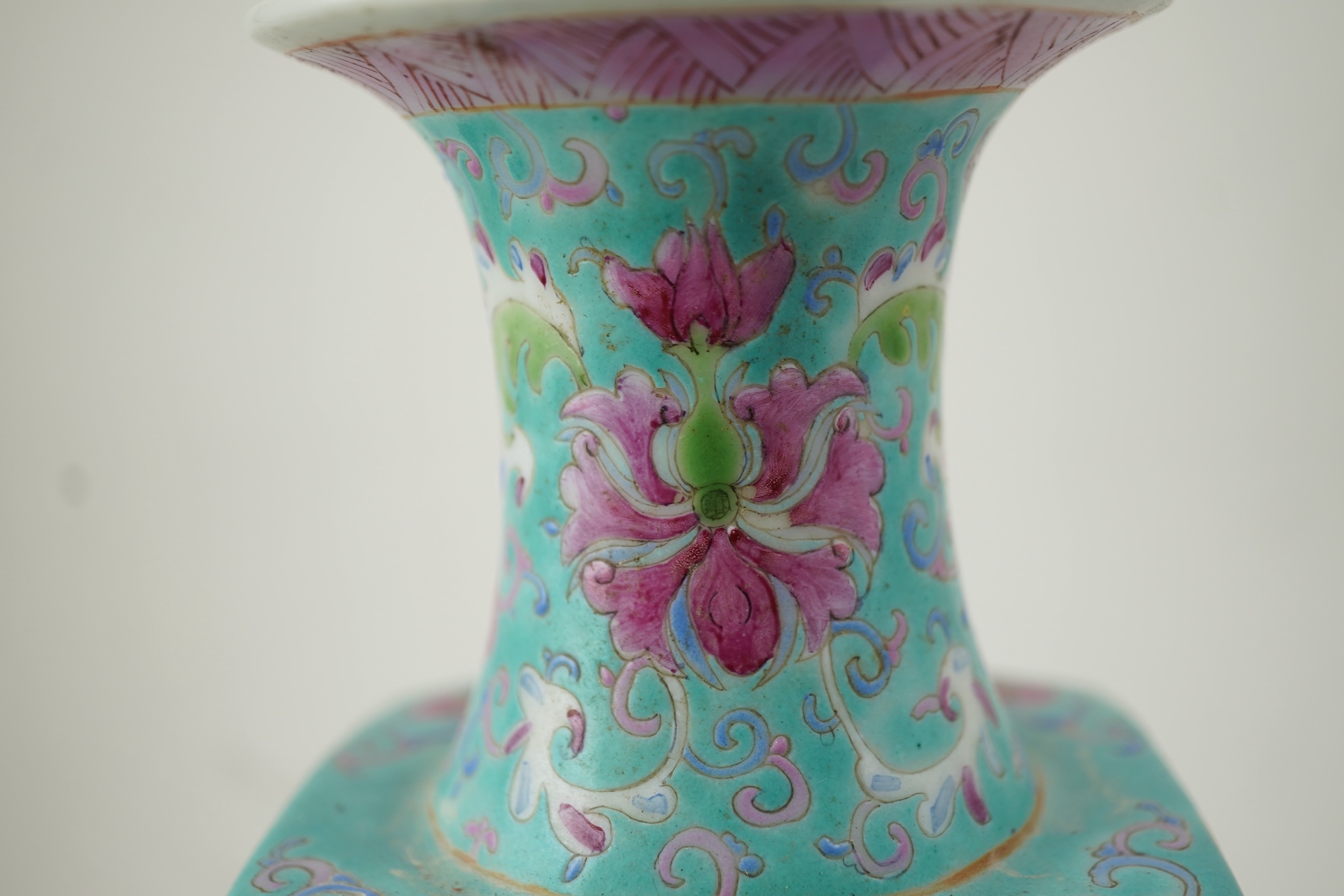 A Chinese famille rose square section vase, second half 19th century